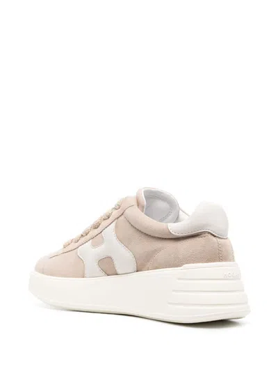 Shop Hogan Rebel Suede Sneakers Shoes In Beige