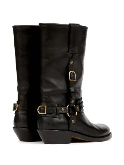Isabel Marant Knee-high Leather Boots With Buckle Detail In Black
