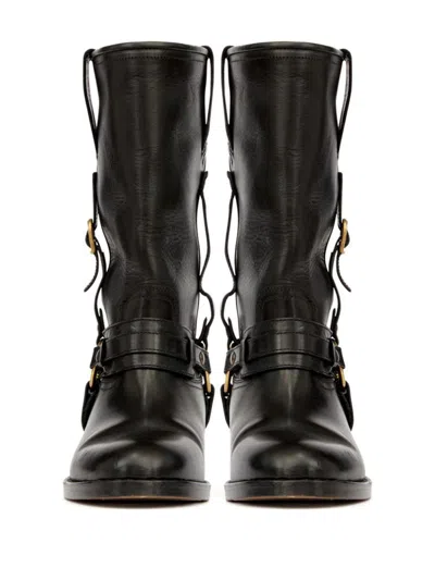 Isabel Marant Knee-high Leather Boots With Buckle Detail In Black