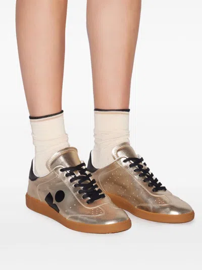 Isabel Marant Shiny Leather Kaycee Sneakers In Grey