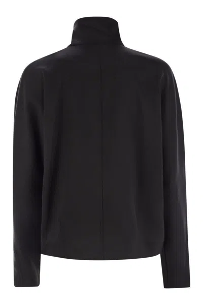 Max Mara Black Coat With High Collar In Black