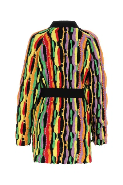 Msgm Cotton Tie-waist Knit Cardigan In Multicoloured