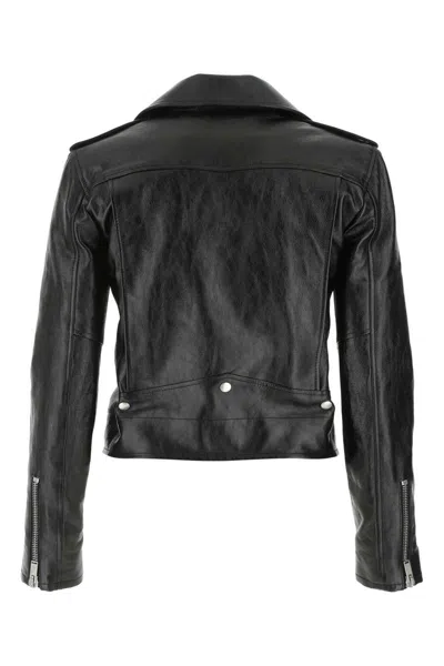 Saint Laurent Leather Jacket In Black