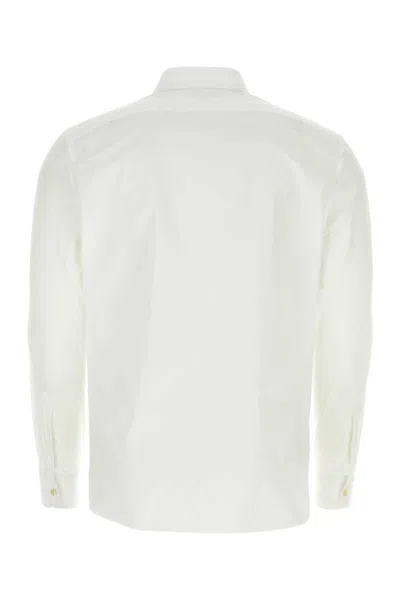 Saint Laurent White Pointed Collar Long Sleeve Shirt In Cotton Man In White