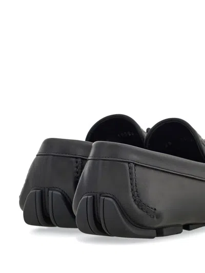 Ferragamo Mens Black Parigi Buckled Leather Driver Shoes In Black
