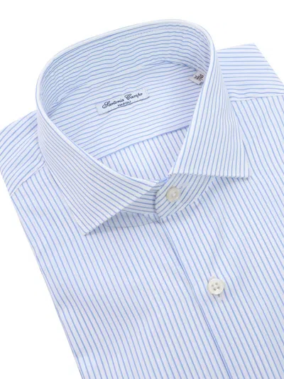 Sartoria Del Campo-sonrisa White And Blue Striped Shirt In Multicolor