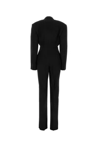 Stella Mccartney Wool Jumpsuit With Satin Inserts In Black