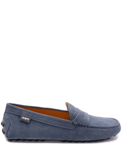Tod's Suede Gommino Driving Shoes In Blue