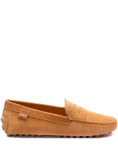 Tod's Logo-debossed Suede Loafers In Beige