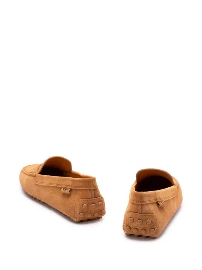 Tod's Logo-debossed Suede Loafers In Beige