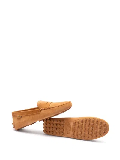 Tod's Logo-debossed Suede Loafers In Beige