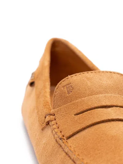 Tod's Logo-debossed Suede Loafers In Beige