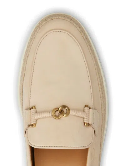 Shop Tod's Suede Slipper Loafers With Double T Ring Accessory Shoes In Beige