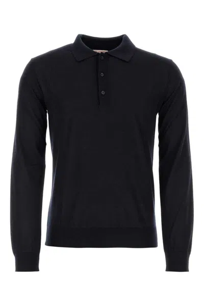 Valentino Midnight Blue Cashmere Blend Polo Shirt In Blue
