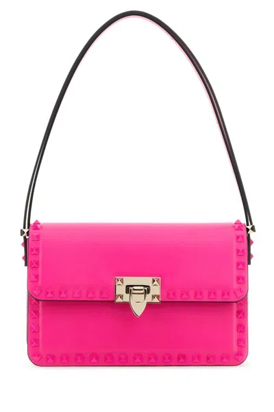 Valentino Pink Pp Leather Rockstud Shoulder Bag In Pink