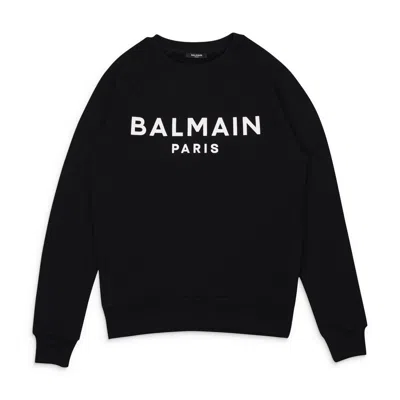 Shop Balmain Logo Crewneck Black Sweatshirt