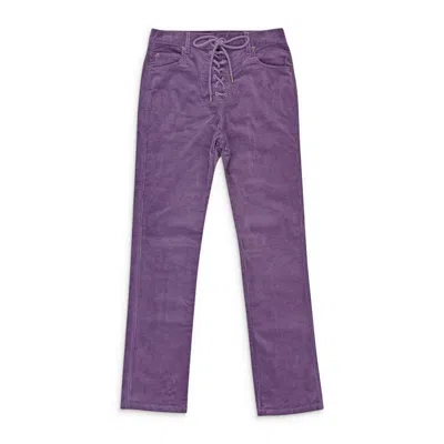 Callipygian Stretch Curduroy Purple Lace-up Jeans In Multi