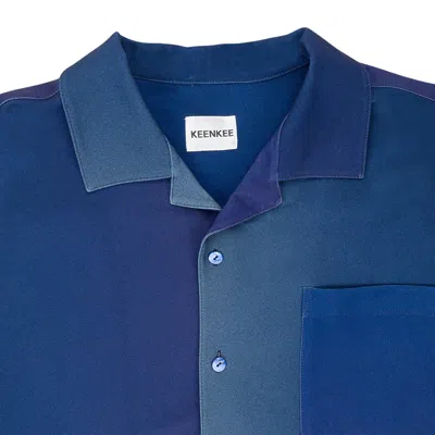 Keenkeee Gradient Panels Blue Purple Button-down Shirt In Blue