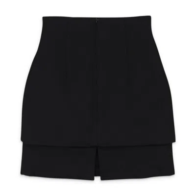 032c Black Short Skirt With Two Button Plackets In Multi