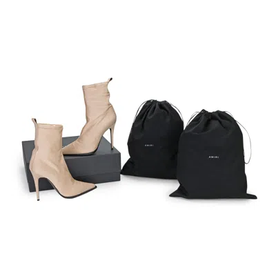 Amiri Pointy Toe 90mm Heel Ecru Bootie In White
