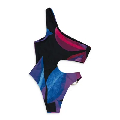 Louisa Ballou Medusa Print Half Moon Multicolor One-piece Swimsuit Xs In Multi
