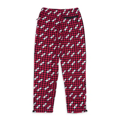 Mains Houndstooth Black Red Track Pants In Black