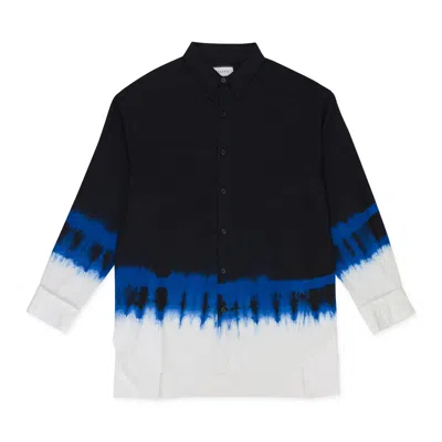 Taak Tie Dye Black Multicolor Button-down Shirt In Black
