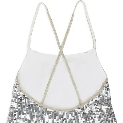 Batsheva Sequin Silver Dress In Grey