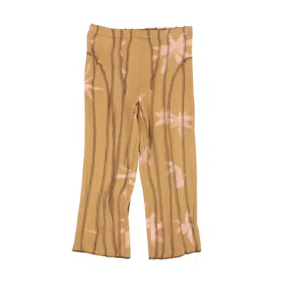 Helenamanzano Camel Peige Pink Capri Stripe Cropped Pants In Beige