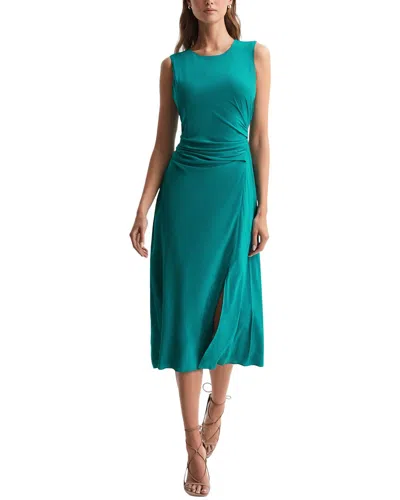 Reiss Green Bodycon Ruched Midi Dress In Green