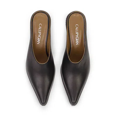 Callipygian Leather Burgundy Mules In Red