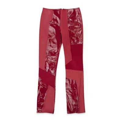 Sos Steve Smith Leather Patchwork Red Women's Bootcut Jeans In Red