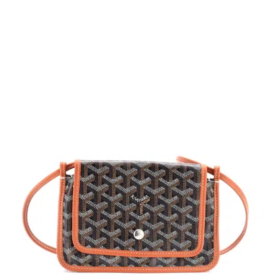 Pre-owned Goyard Plumet Clutch Wallet Coated Canvas In Brown