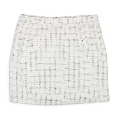 Callipygian Textured White Mini Pencil Skirt In Multi