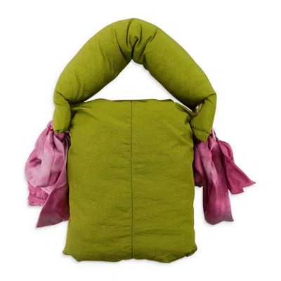 Monster Coat Club Mini Puffer Nylon Green Handbag In Multi