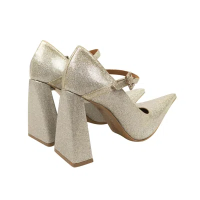 Area Block Heel Mary Jane Silver Heels In Multi