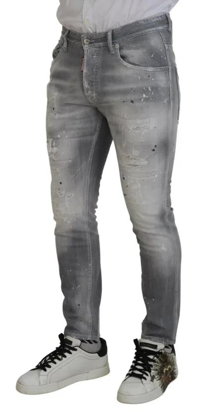 Pre-owned Dsquared2 Dsquared² Gray Washed Cotton Slim Fit Casual Men Denim Men's Jeans ()