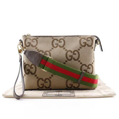 Pre-owned Gucci Messenger Beige Canvas Shoulder Bag ()