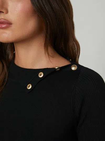 L Agence Kamdyn Cropped Turtleneck In Black/gold
