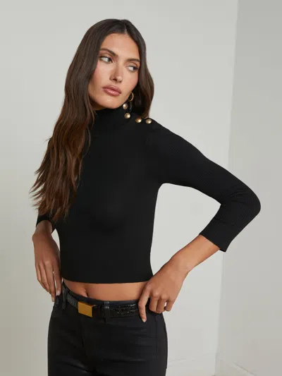 L Agence Kamdyn Cropped Turtleneck In Black/gold
