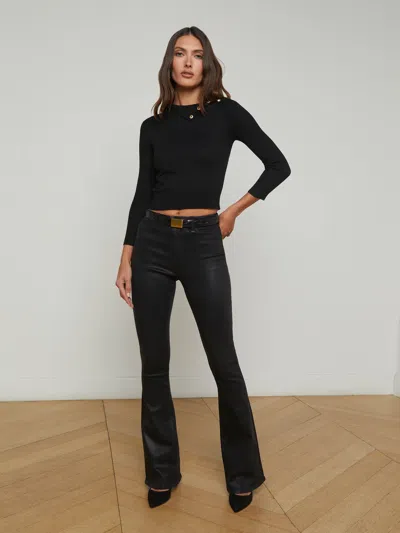 L Agence Kamdyn Cropped Turtleneck In Black/gold