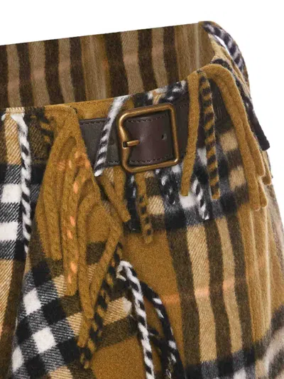 Burberry Women Wool And Cashmere Check Scarf Style Skirt In Multicolour