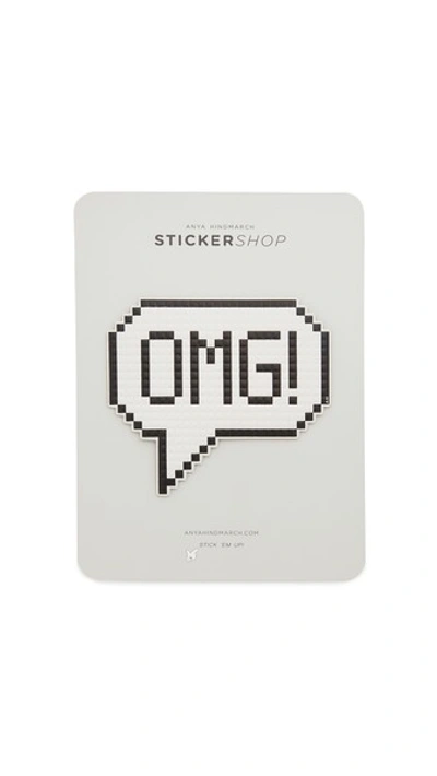 Shop Anya Hindmarch Oversized Omg! Sticker In Optic White