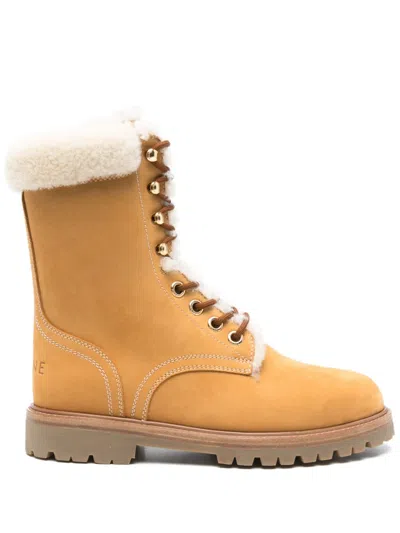 Celine Ankle Boot Suede Beige Tan In Multicolor
