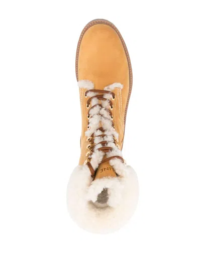 Celine Ankle Boot Suede Beige Tan In Multicolor