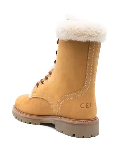 Celine Ankle Boot Suede Beige Tan In Multicolor