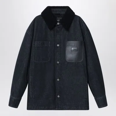 Fendi Black Denim Shirt Jacket In Black