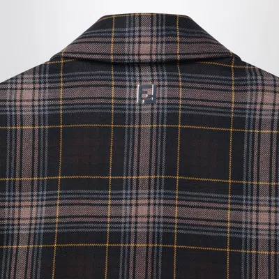 Fendi Go-to Jacket Tartan Brown Men In Brown