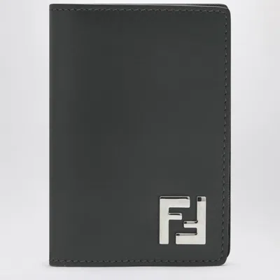 Fendi Leather Military Green Squared Ff Card Case Men In Black