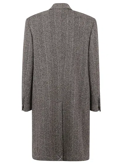 Golden Goose Herringbone Pattern Single-breasted Coat In Multicolor